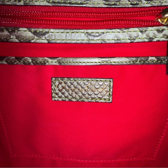 DOONEY & BOURKE NORTH/SOUTH REESE SHOULDER BAG IN METAL GREEN , RED INTERIOR - Picture 11 of 17